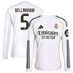 Jude Bellingham Real Madrid 2025/26 Home Replica Long Sleeve Jersey Discount - White 