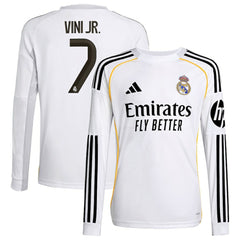 Vini Jr. Real Madrid Youth 2025/26 Home Replica Long Sleeve Jersey Discount - White 
