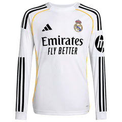 Vini Jr. Real Madrid Youth 2025/26 Home Replica Long Sleeve Jersey Discount - White 