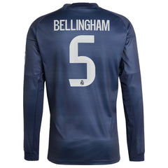 Jude Bellingham Real Madrid 2025/26 Away Long Sleeve Replica Jersey Discount - Blue 