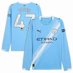 Phil Foden Manchester City 2025/26 Home Replica Long Sleeve Player Jersey Discount - Sky Blue 