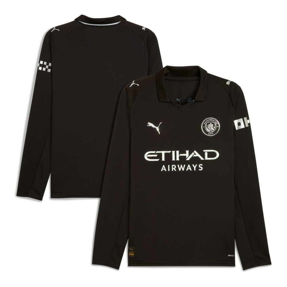 Manchester City 2025/26 Away Replica Long Sleeve Jersey Discount - Black 