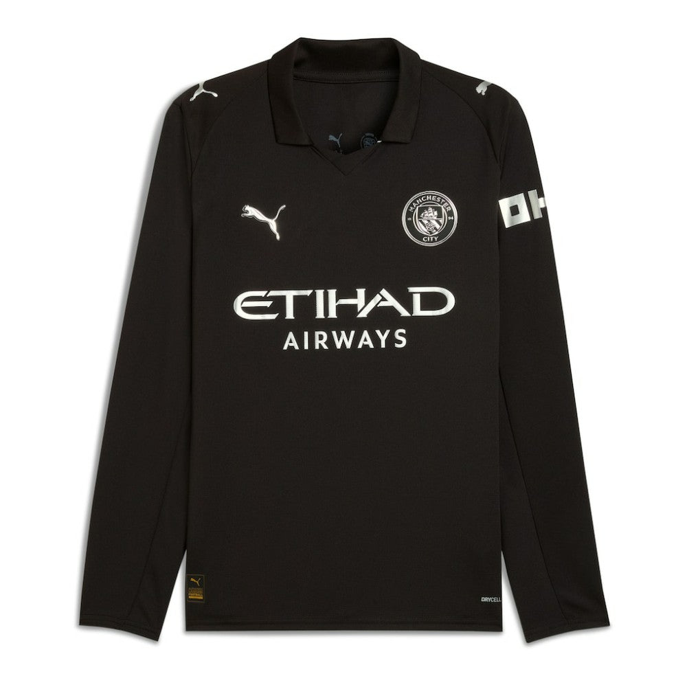 Manchester City 2025/26 Away Replica Long Sleeve Jersey Discount - Black 