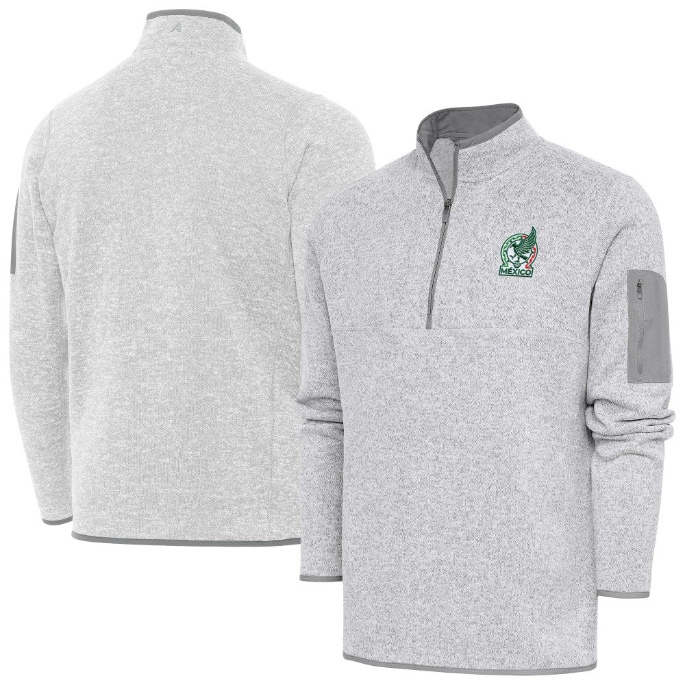 Mexico National Team Antigua Elevate Quarter-Zip Pullover for sale - Heather Gray 