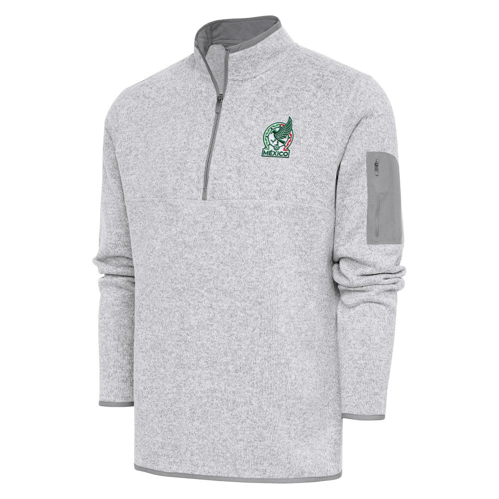 Mexico National Team Antigua Elevate Quarter-Zip Pullover for sale - Heather Gray 