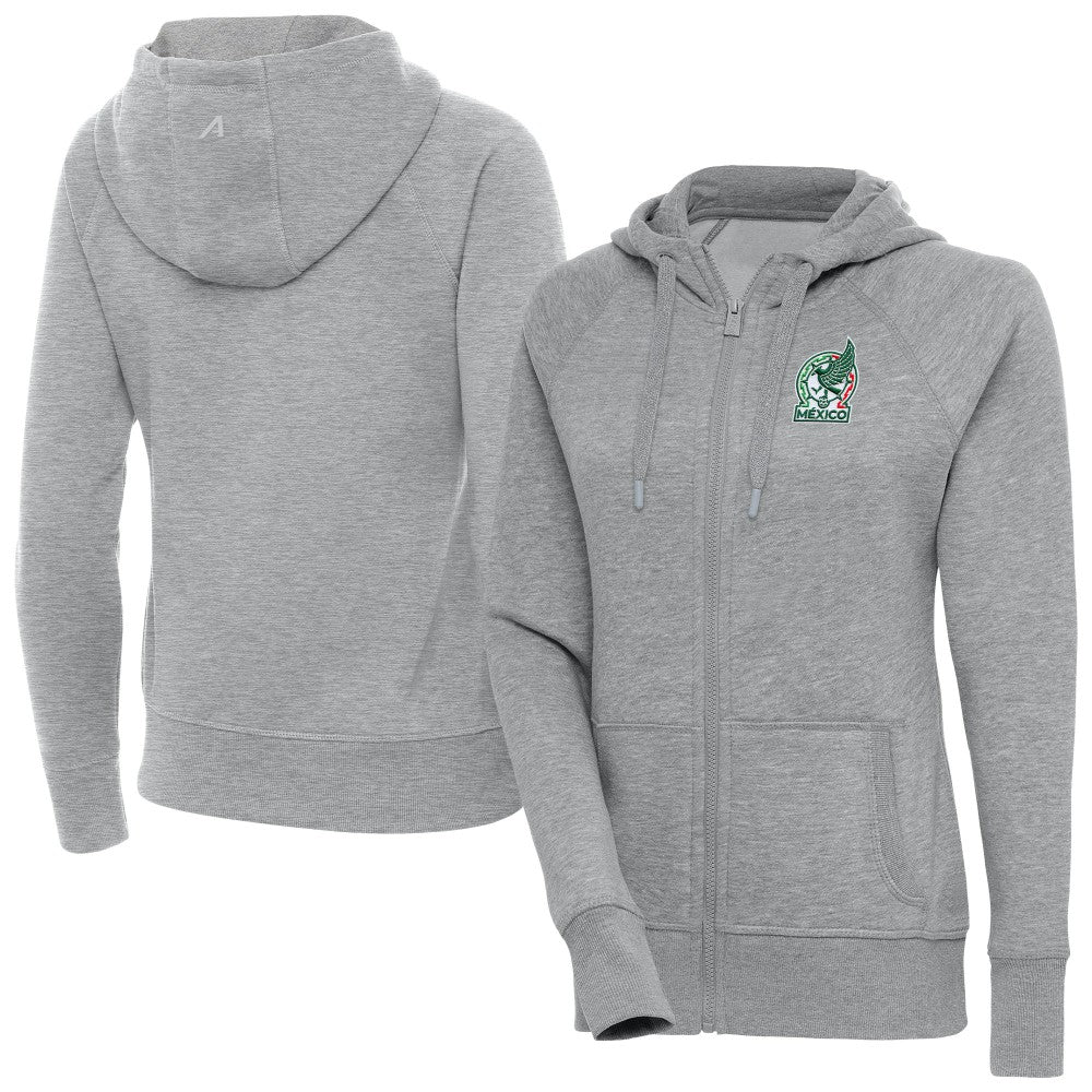 Mexico National Team Antigua Women's Takeover Full-Zip Hoodie for sale - Heather Gray 