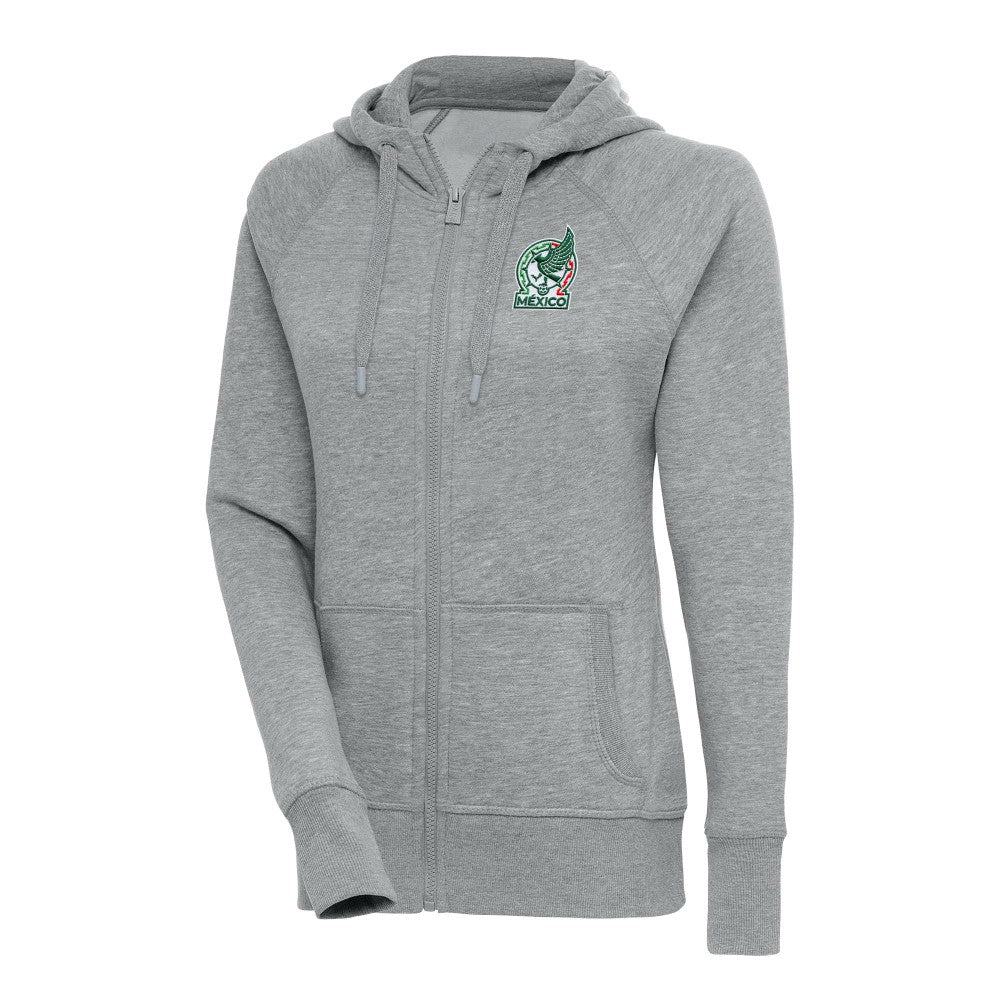 Mexico National Team Antigua Women's Takeover Full-Zip Hoodie for sale - Heather Gray 