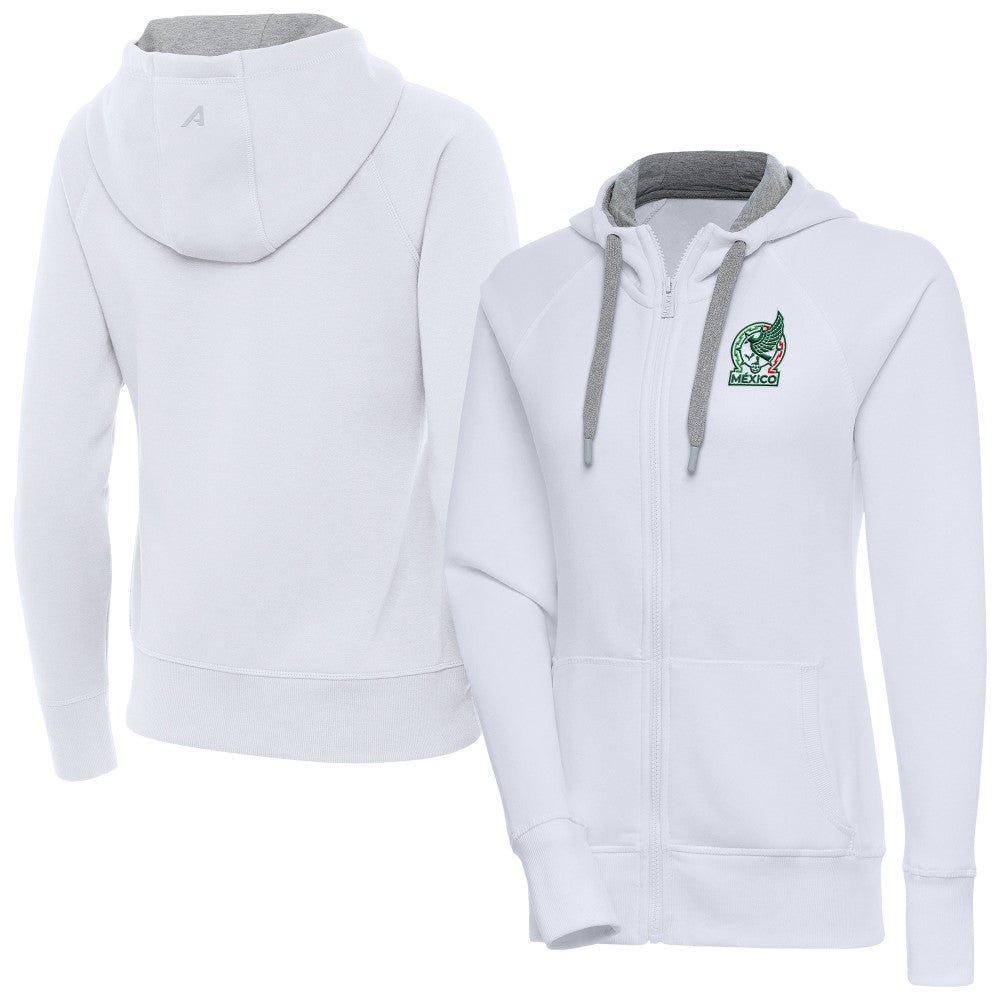 Mexico National Team Antigua Women's Takeover Full-Zip Hoodie for sale - White 
