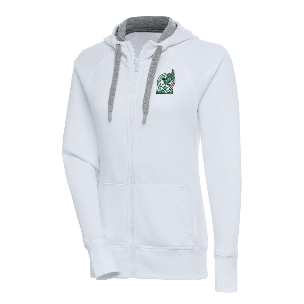 Mexico National Team Antigua Women's Takeover Full-Zip Hoodie for sale - White 