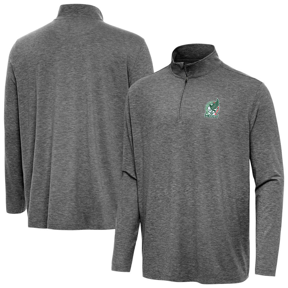 Mexico National Team Antigua Master Quarter-Zip Pullover for sale - Heather Black 