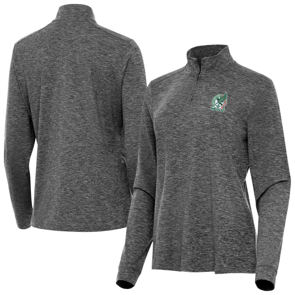 Mexico National Team Antigua Women's Master Quarter-Zip Pullover for sale - Heather Black 