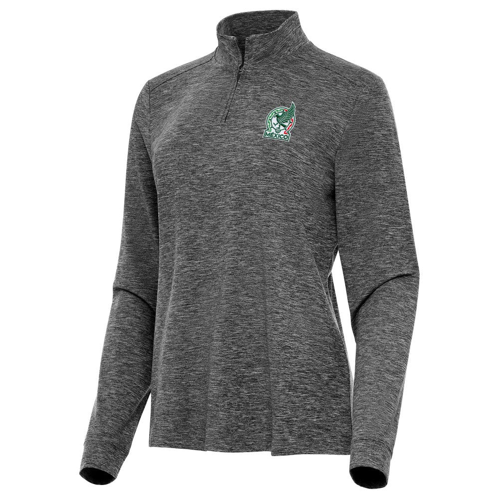Mexico National Team Antigua Women's Master Quarter-Zip Pullover for sale - Heather Black 