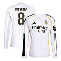 Federico Valverde Real Madrid 2025/26 Home Replica Long Sleeve Jersey Discount - White 
