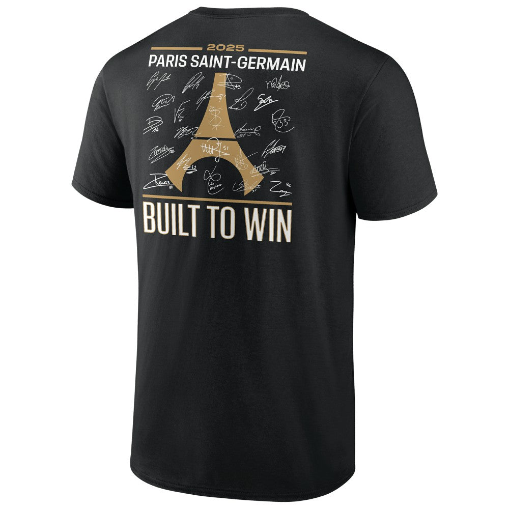 Paris Saint-Germain 2025 Champions League Winners Signature Roster T-Shirt on sale - Black 