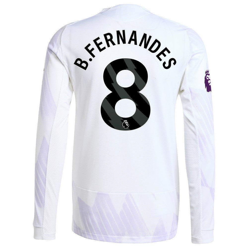 Bruno Fernandes Manchester United 2025/26 Away Long Sleeve Player Jersey Discount - White 
