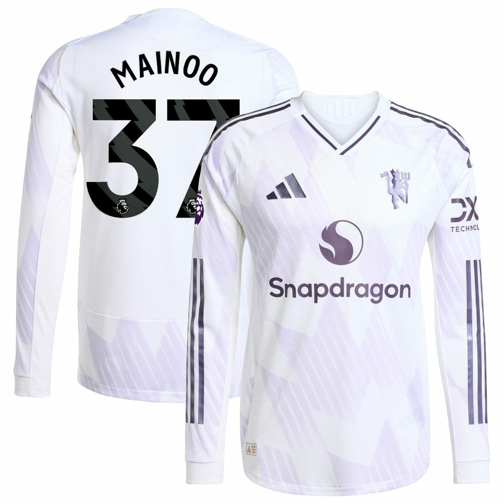 Kobbie Mainoo Manchester United 2025/26 Away Long Sleeve Player Jersey Discount - White 