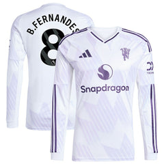 Bruno Fernandes Manchester United 2025/26 Away Replica Long Sleeve Player Jersey Discount - White 