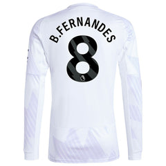 Bruno Fernandes Manchester United 2025/26 Away Replica Long Sleeve Player Jersey Discount - White 
