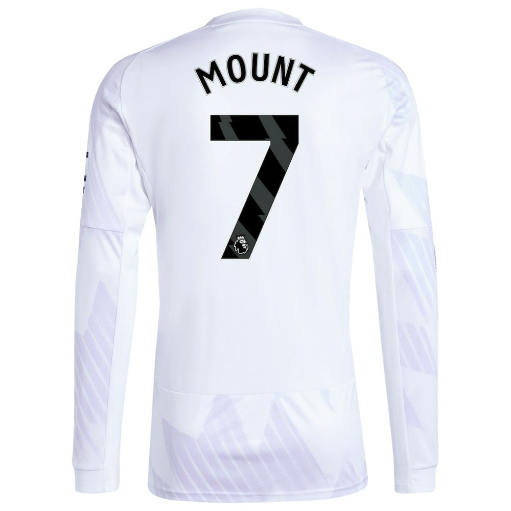 Mason Mount Manchester United 2025/26 Away Replica Long Sleeve Player Jersey Discount - White 