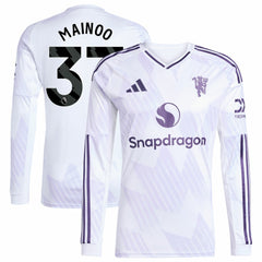 Kobbie Mainoo Manchester United 2025/26 Away Replica Long Sleeve Player Jersey Discount - White 