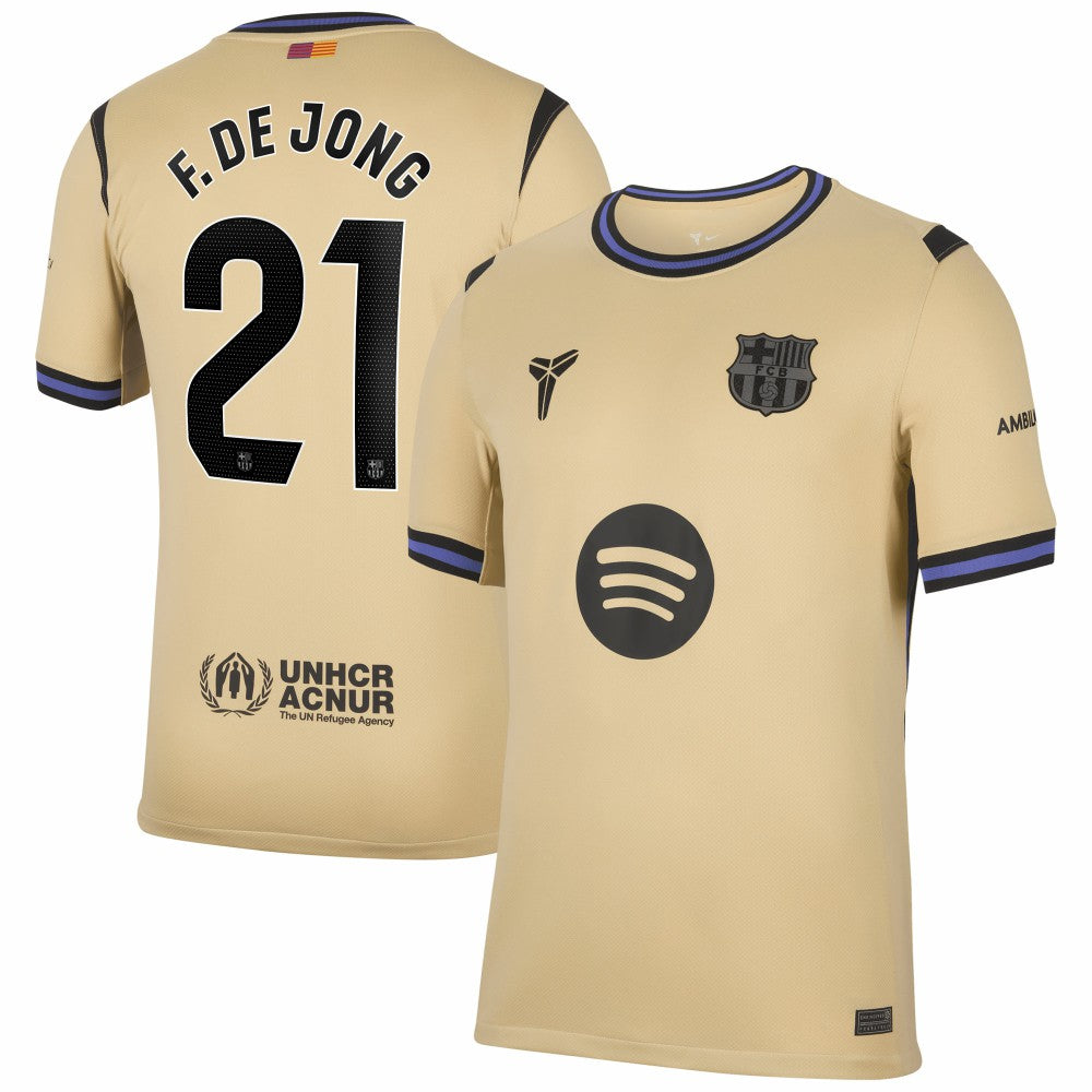 Frenkie de Jong Barcelona 2025/26 Away Stadium Replica Jersey on sale - Gold 