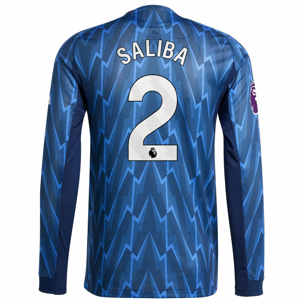 William Saliba Arsenal 2025/26 Away Long Sleeve Player Jersey on sale - Blue 