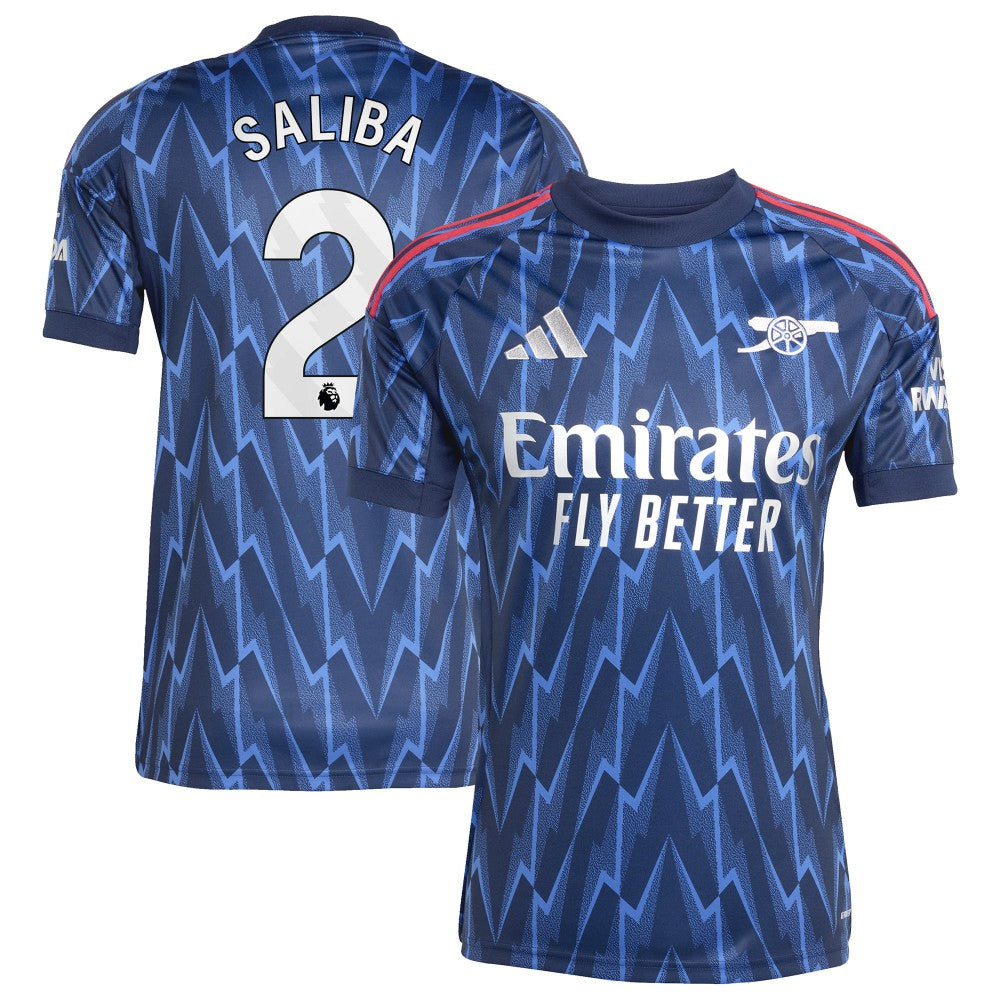 William Saliba Arsenal 2025/26 Away Replica Player Jersey on sale - Blue 