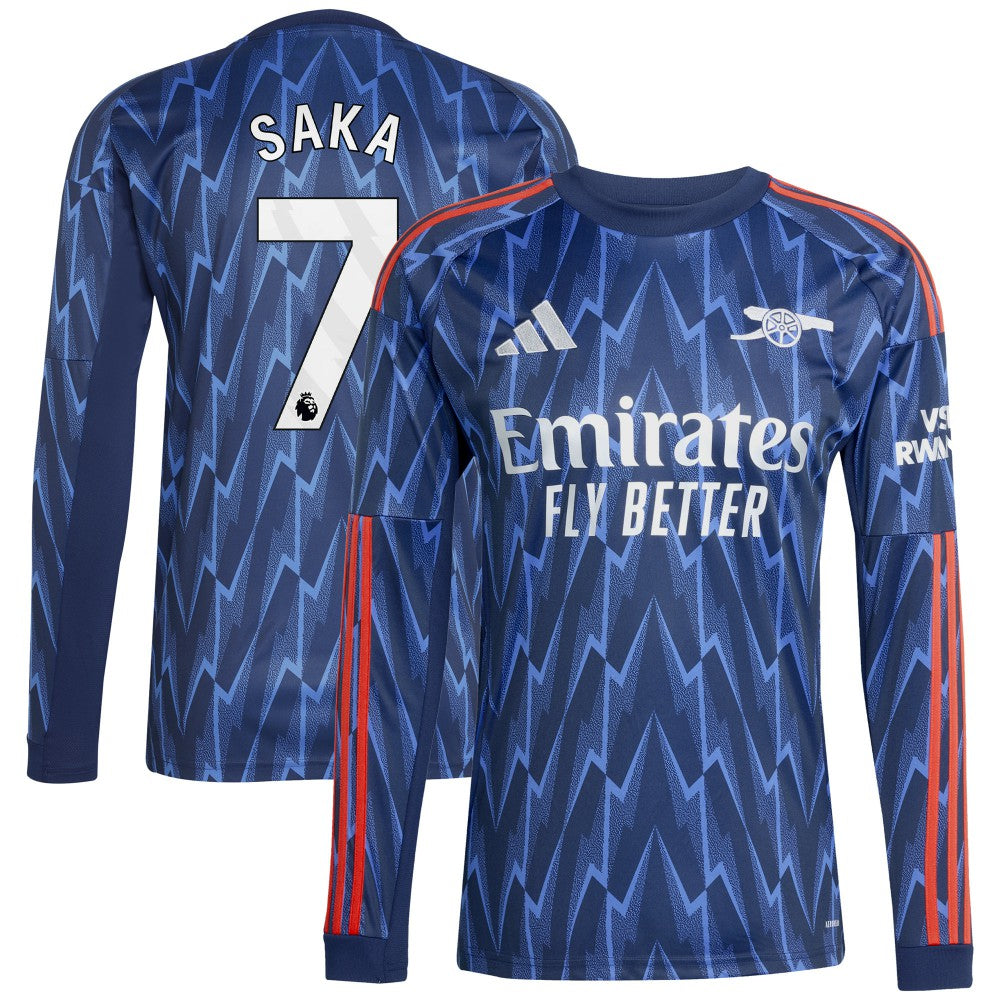 Bukayo Saka Arsenal 2025/26 Away Replica Long Sleeve Player Jersey on sale - Blue 