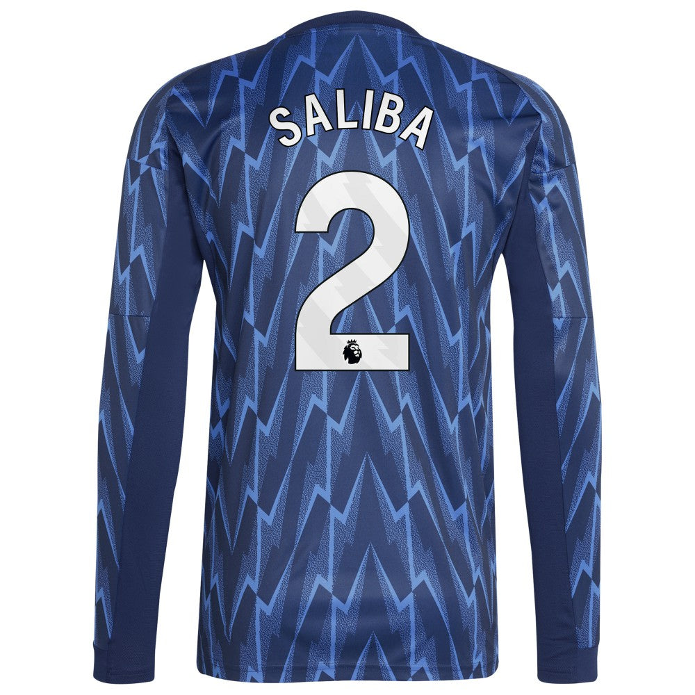 William Saliba Arsenal 2025/26 Away Replica Long Sleeve Player Jersey on sale - Blue 