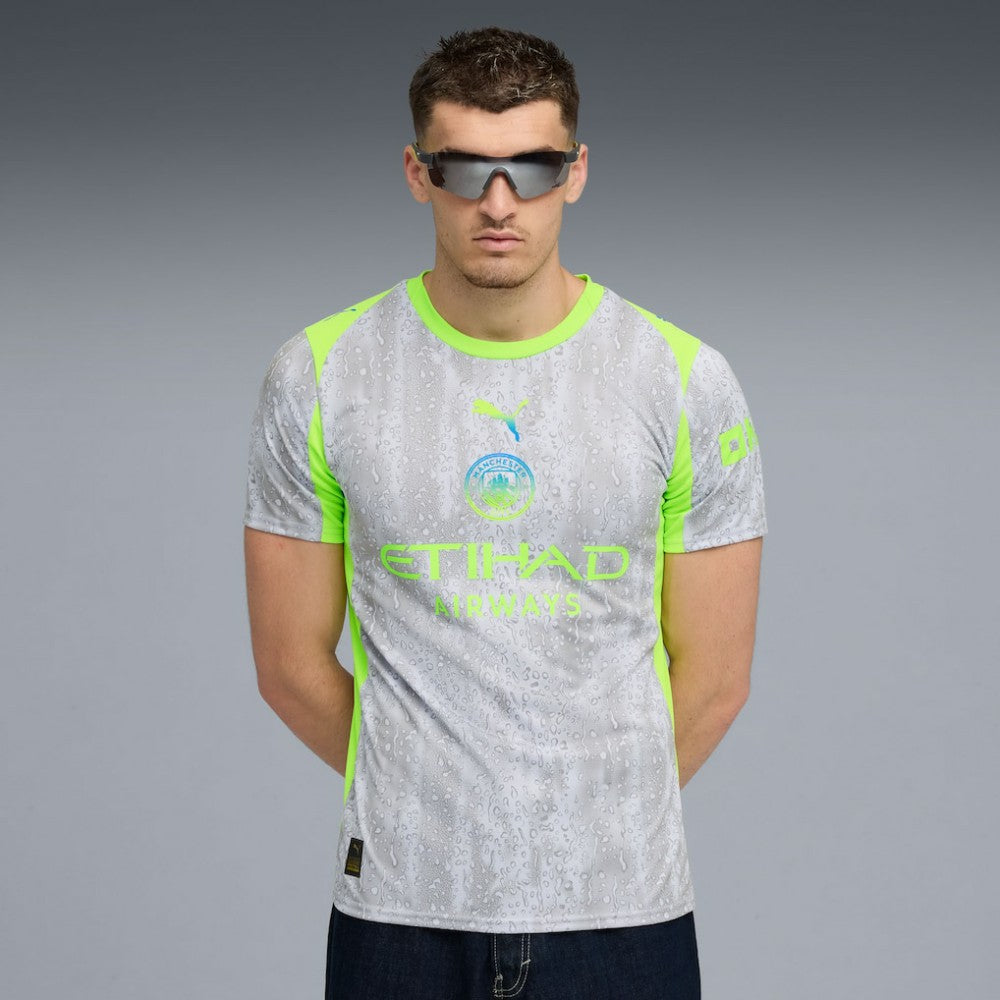 Manchester City 2025/26 Third Replica Jersey Discount - Gray/Neon Green 