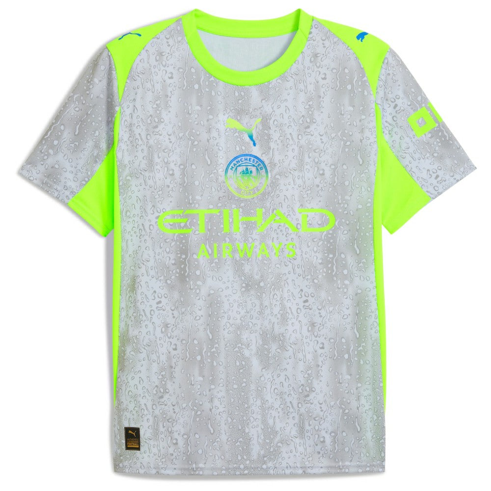 Manchester City 2025/26 Third Replica Jersey Discount - Gray/Neon Green 