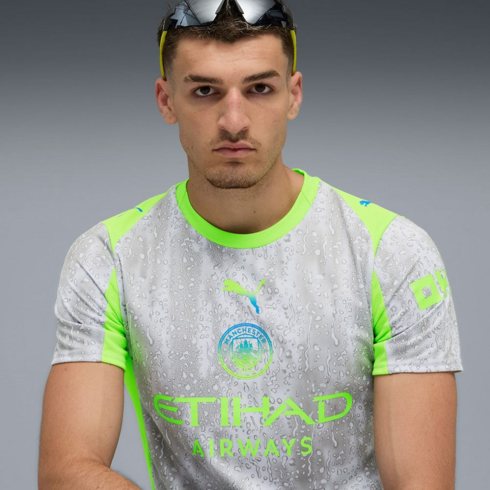 Manchester City 2025/26 Third Replica Jersey Discount - Gray/Neon Green 