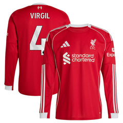 Virgil van Dijk Liverpool  2025/26 Home Replica Long Sleeve Jersey Discount - Red 