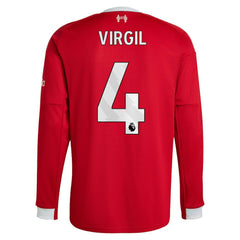 Virgil van Dijk Liverpool  2025/26 Home Replica Long Sleeve Jersey Discount - Red 