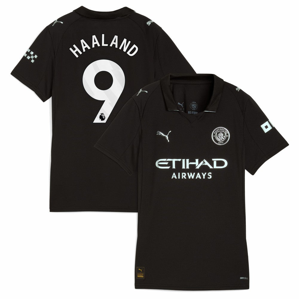 Erling Haaland Manchester City Women's 2025/26 Away Replica Player Jersey Discount - Black 