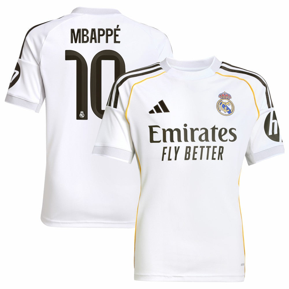 Kylian Mbappé Real Madrid Youth 2025/26 Home Replica Player Jersey for sale - White 