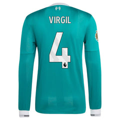 Virgil van Dijk Liverpool 2025/26 Third Long Sleeve Player Jersey Discount - Green 