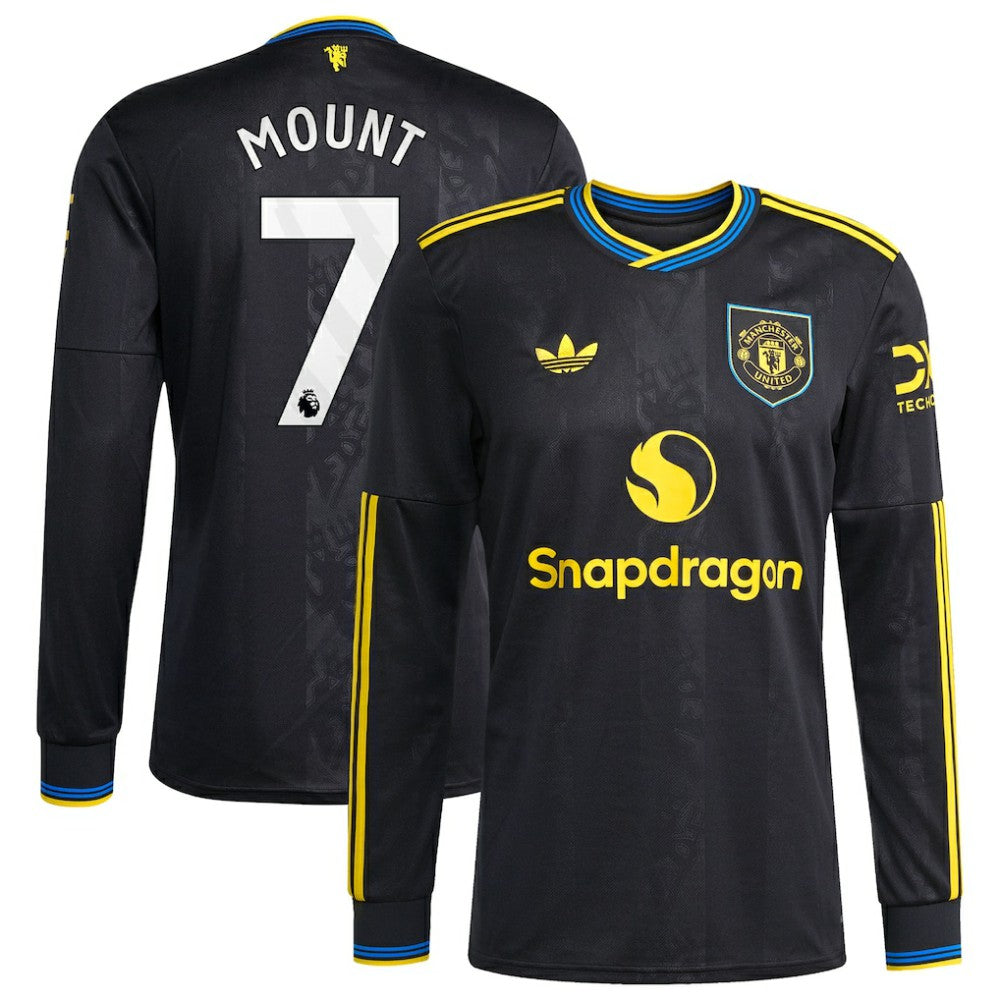 Mason Mount Manchester United 2025/26 Third Replica Long Sleeve Player Jersey Discount - Black 