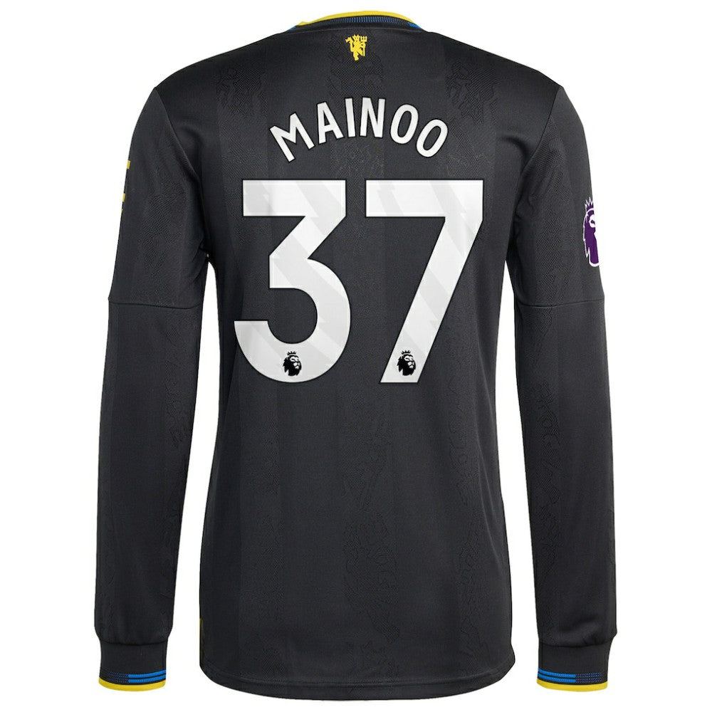Kobbie Mainoo Manchester United 2025/26 Third Long Sleeve Player Jersey Discount - Black 