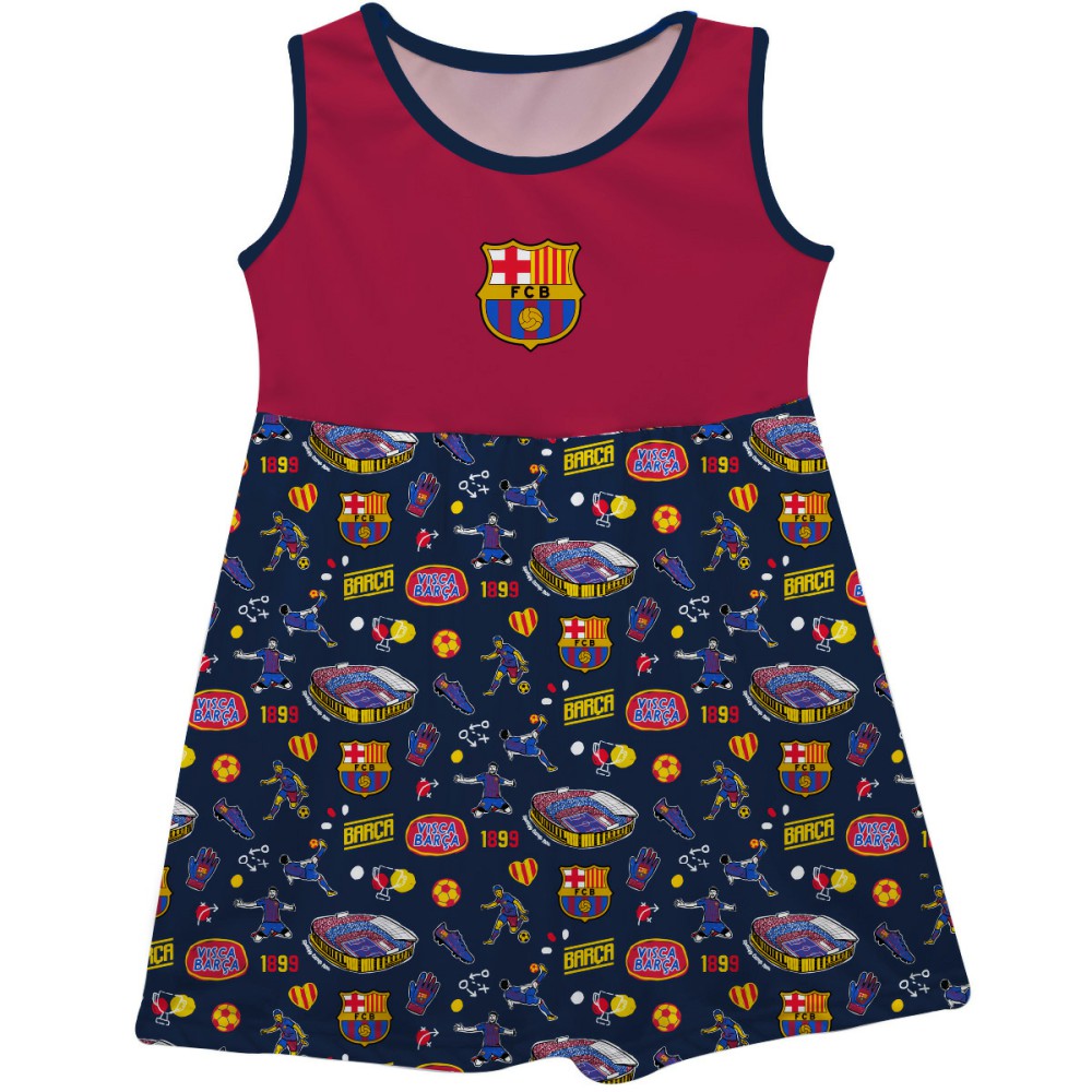 Barcelona Vive La Fete Girls Youth Impressions Artwork Tank Top Dress on sale - Maroon 