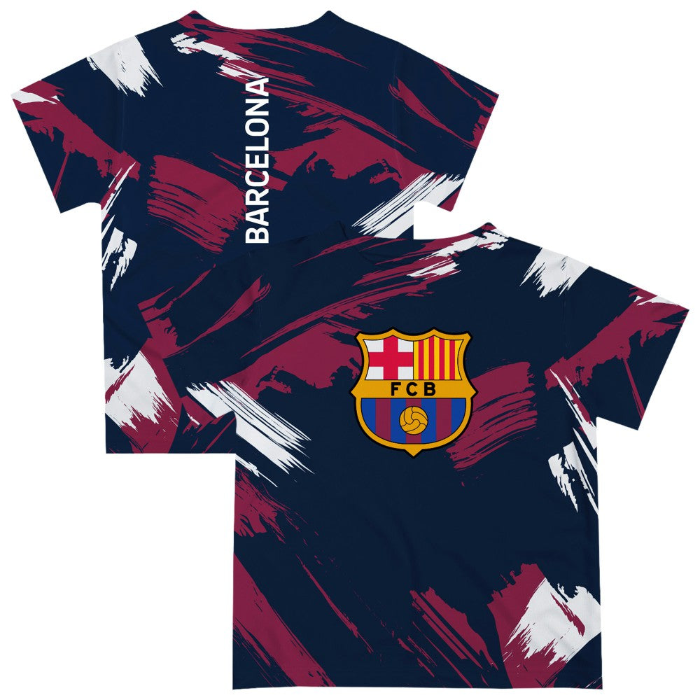 Barcelona Vive La Fete Youth Paint Brush T-Shirt on sale - Navy 