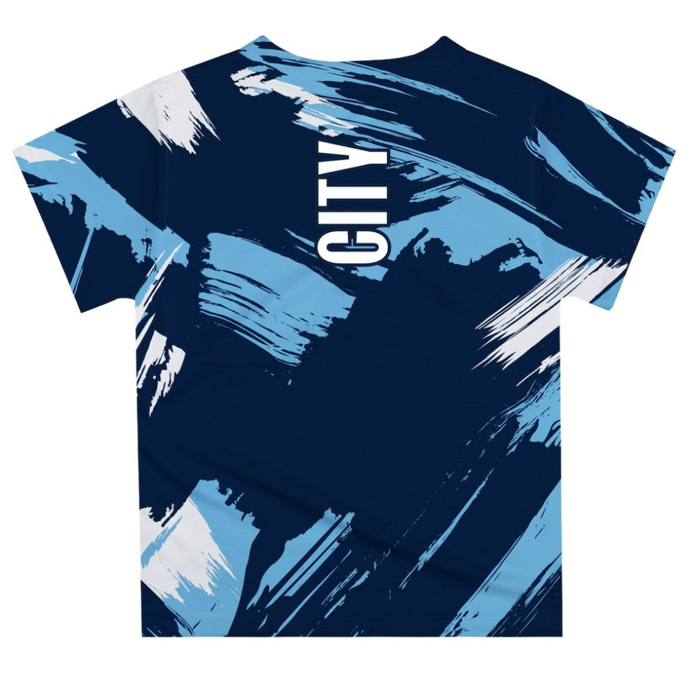 Manchester City Vive La Fete Youth Paint Brush T-Shirt Discount - Navy 