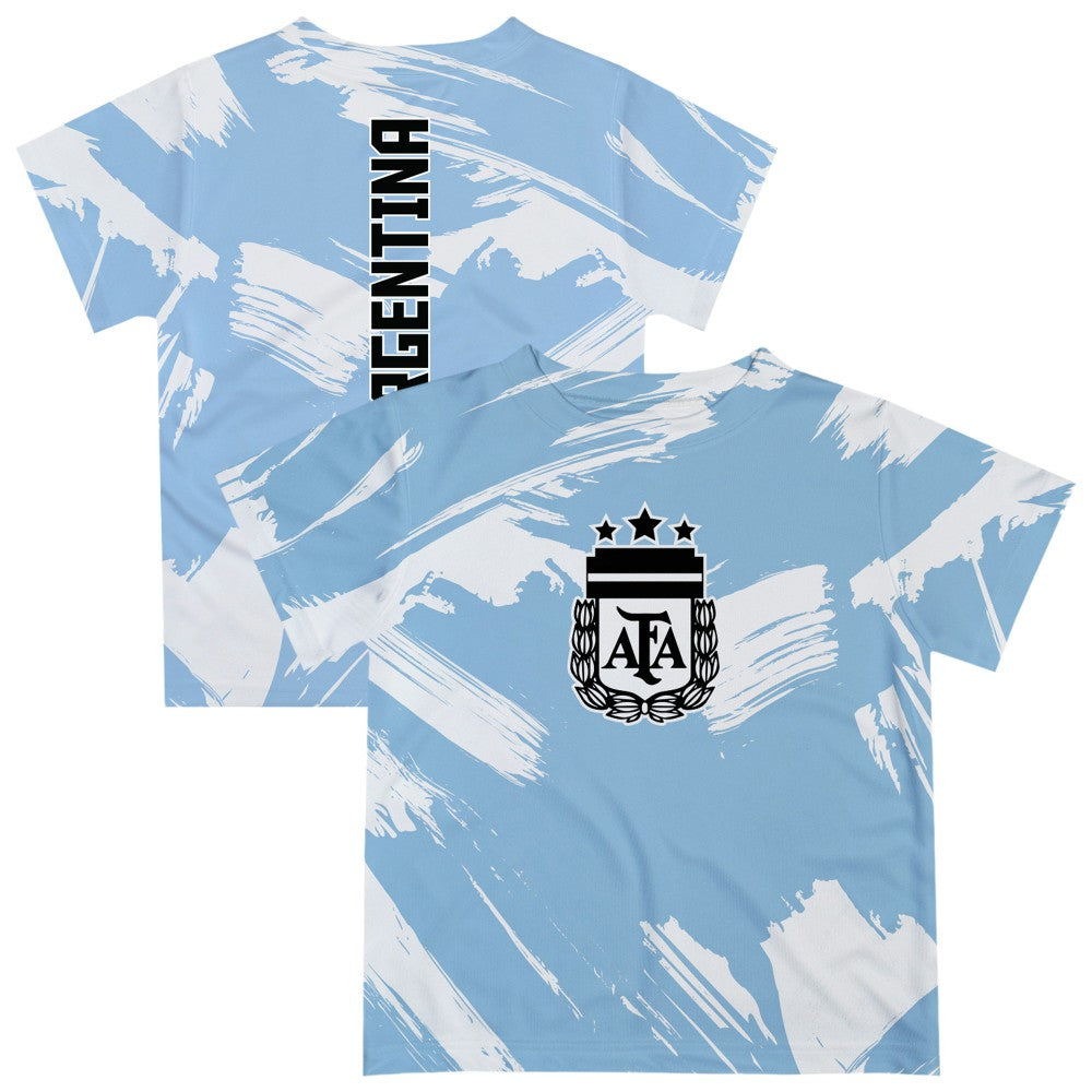 Argentina National Team Vive La Fete Youth Paint Brush T-Shirt for sale - Light Blue 