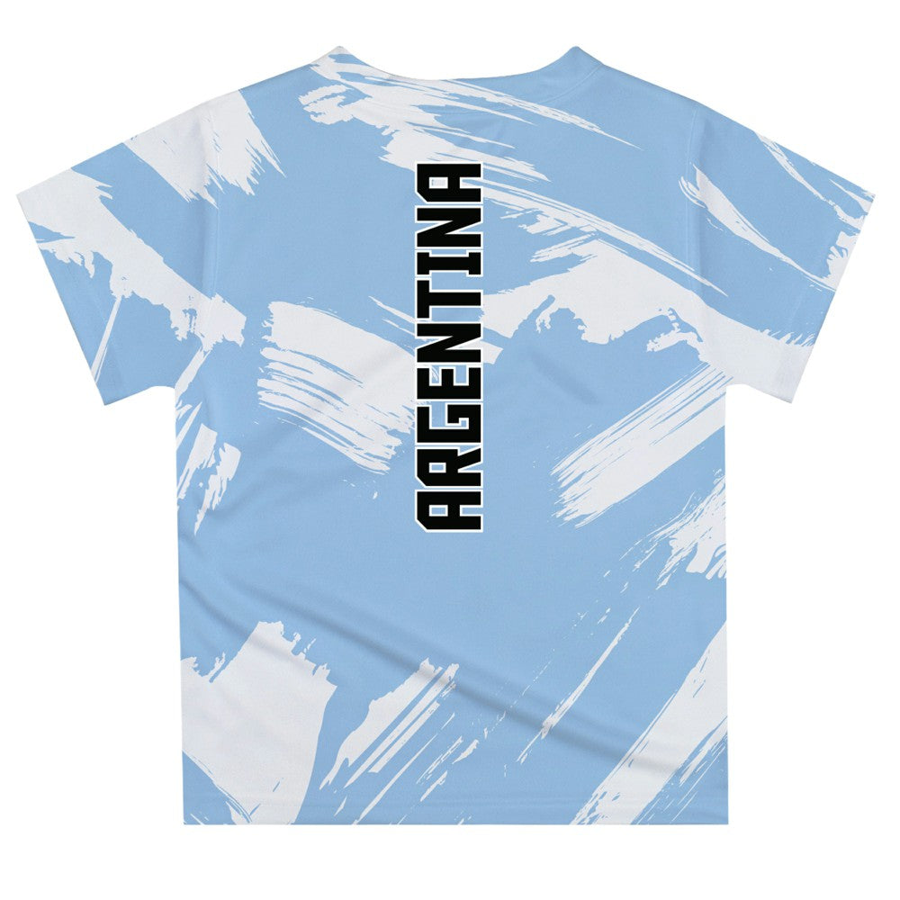 Argentina National Team Vive La Fete Youth Paint Brush T-Shirt for sale - Light Blue 