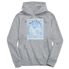 Diego Maradona Argentina National Team Vive La Fete Youth Vintage Stamp Pullover Hoodie for sale - Gray 