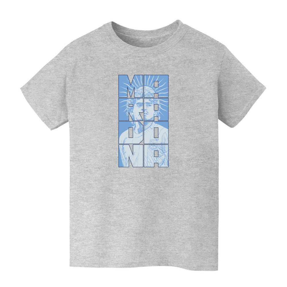 Diego Maradona Argentina National Team Vive La Fete Youth Portrait T-Shirt for sale - Gray 