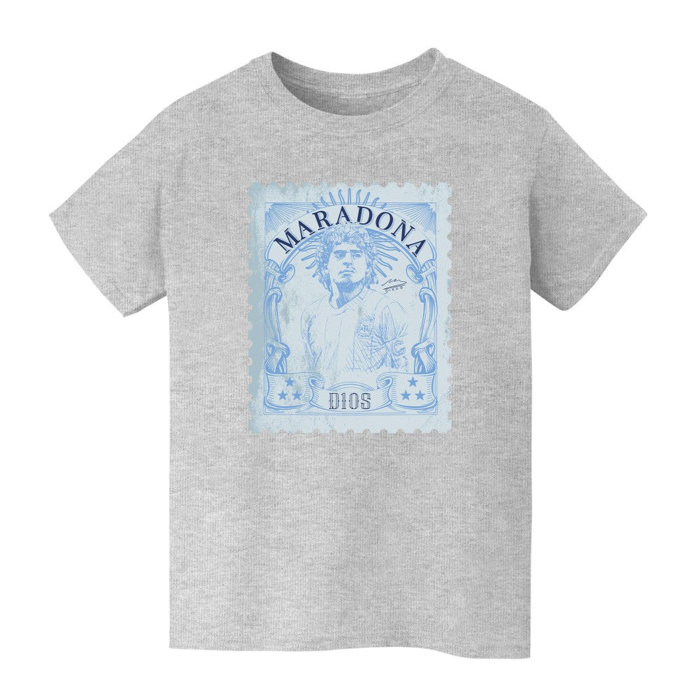 Diego Maradona Argentina National Team Vive La Fete Youth Vintage Stamp T-Shirt for sale - Gray 