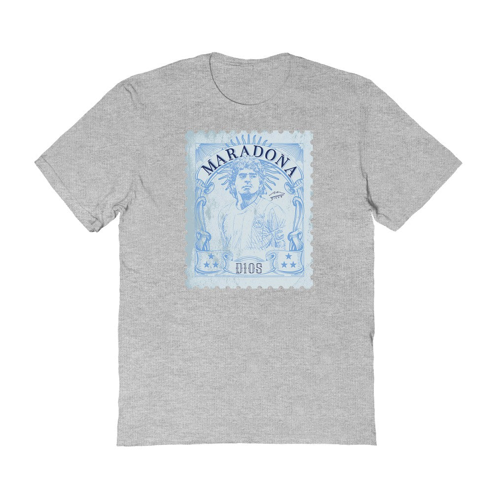 Diego Maradona Argentina National Team Vive La Fete Vintage Stamp T-Shirt for sale - Gray 