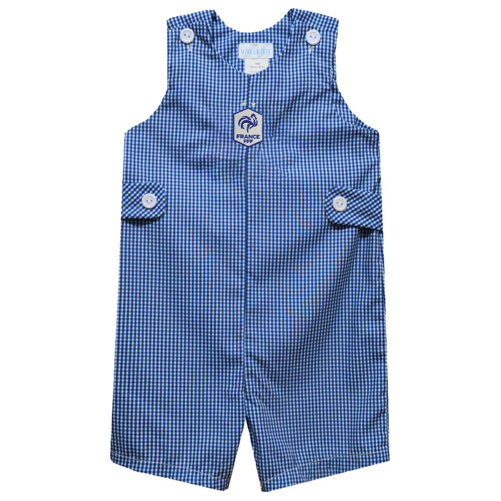 France National Team Vive La Fete Infant Gingham Jon Jon Romper for sale - Royal 