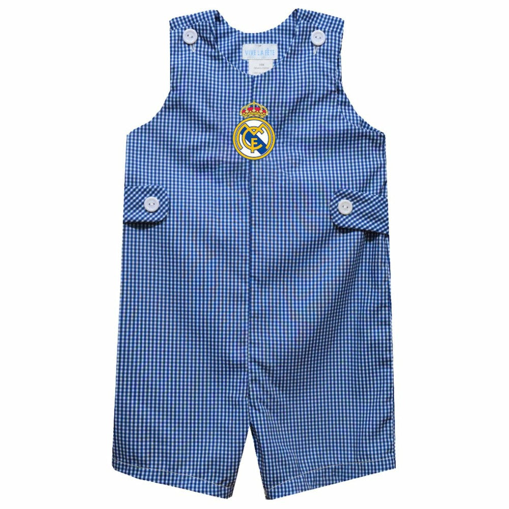 Real Madrid Vive La Fete Toddler Gingham Jon Jon Romper Discount - Royal 